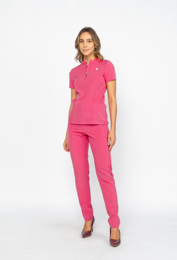 Scrub Elastic Style Ziper na cor Pink