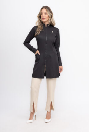 Jaleco Elastic Zíper Sofisticado Cor Preto