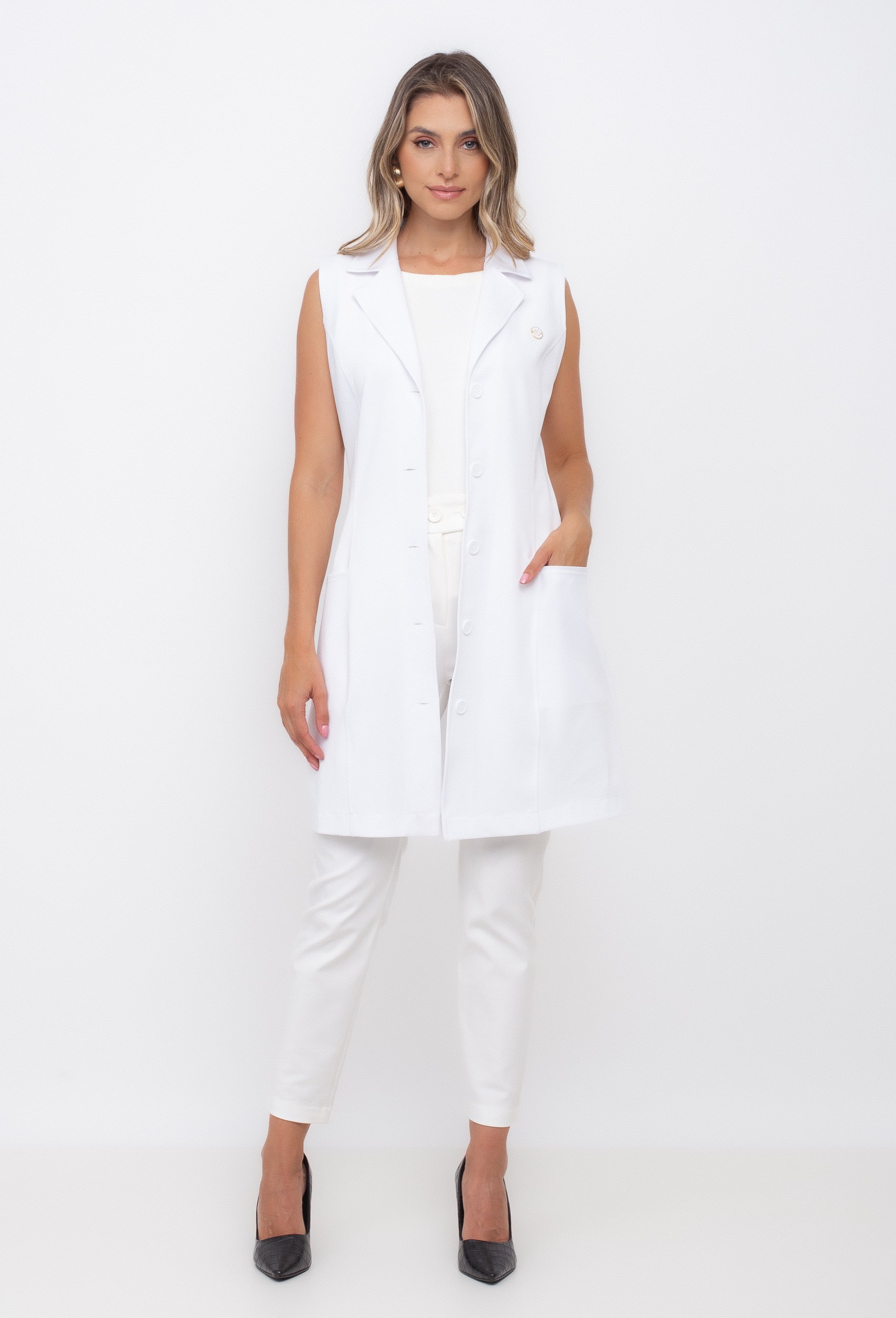 Jaleco Sem Manga Bergamo cor branco