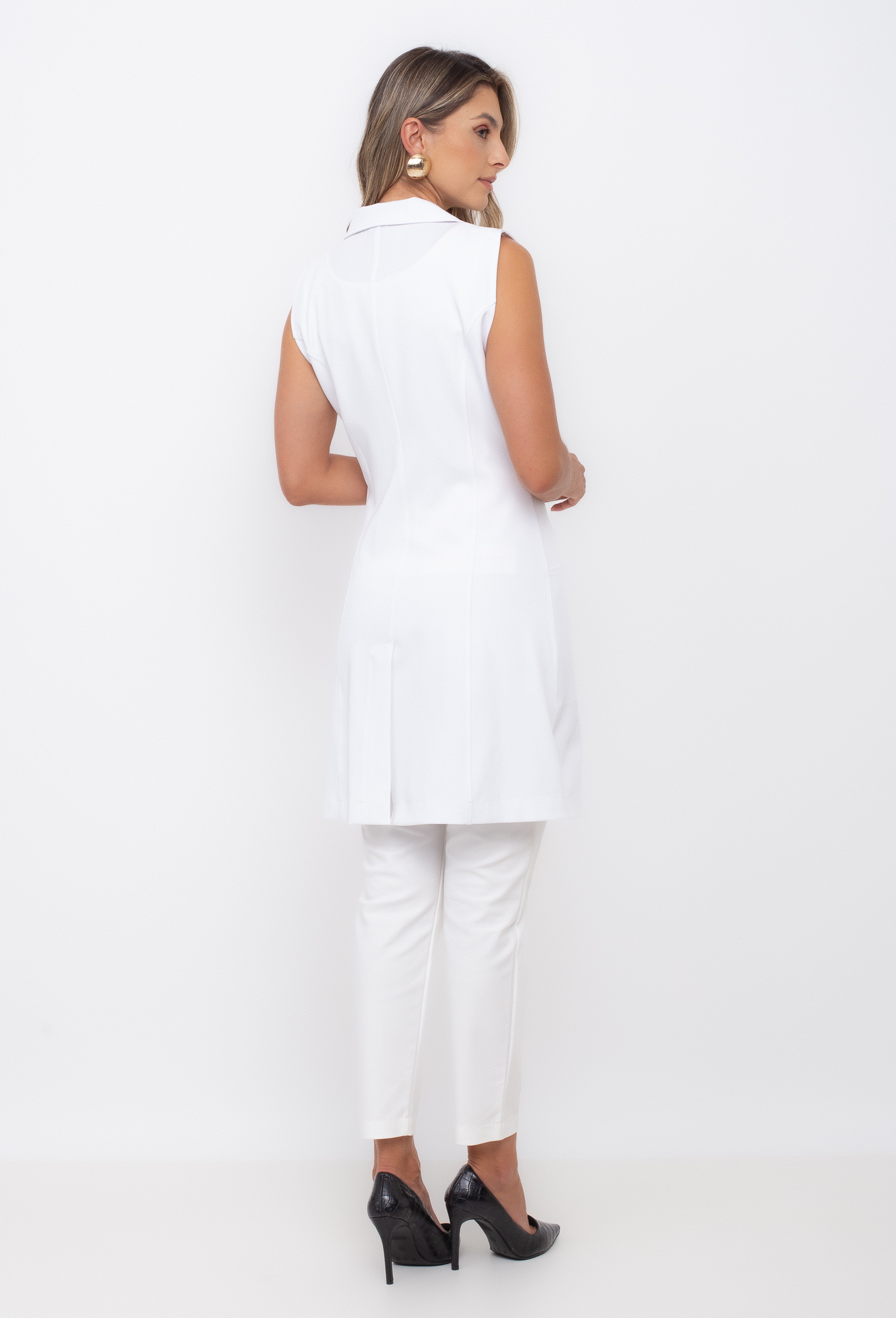 Jaleco Sem Manga Bergamo cor branco - Imagem 4