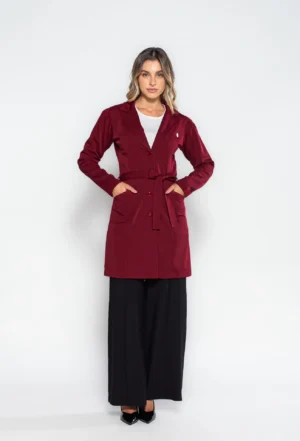 Jaleco Elastic com cinto cor bordô