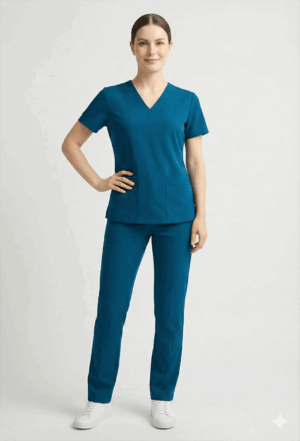 Scrub Ultra Span 3 Pocket Cor Azul Petróleo