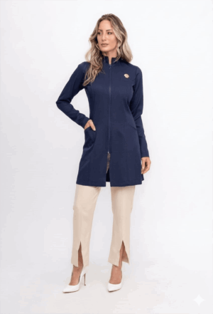 Jaleco Elastic Zíper Sofisticado Cor Azul Marinho