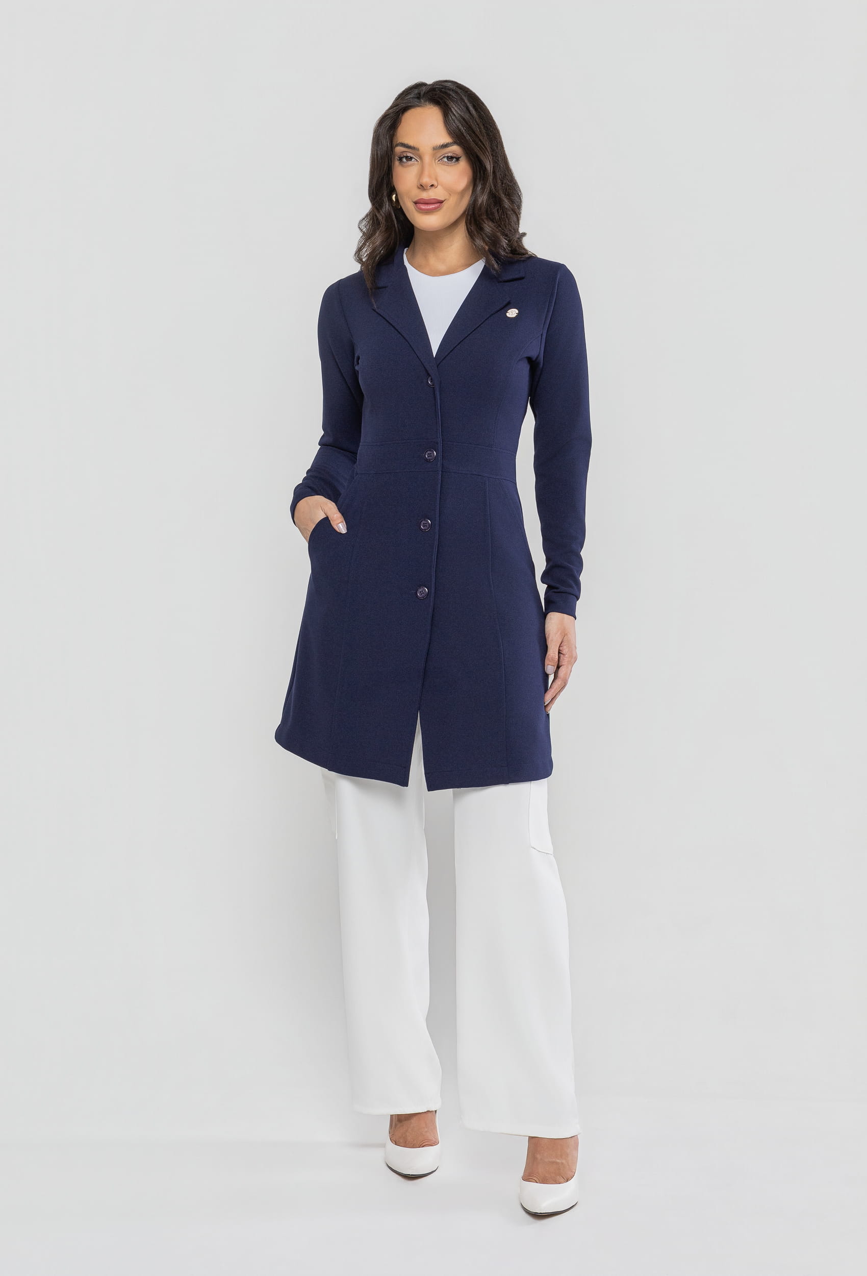 Jaleco Feminino Barcelona Cor Azul Marinho