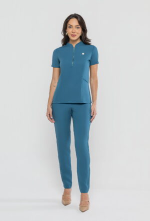 Scrub Prime Style Ziper Azul Petróleo